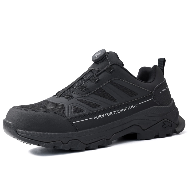 LANGTAN Slip Resistant Abrasion Resistant Support Low top Outdoor Shoes Men’s Black