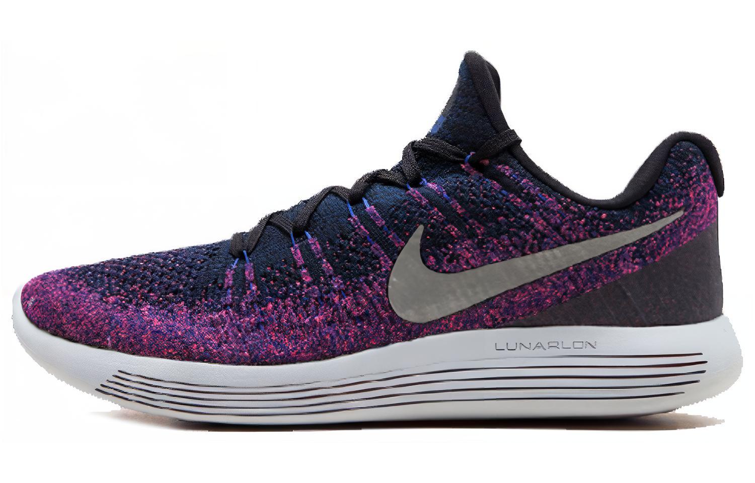 Nike LunarEpic Flyknit 2 Sports Trend Mesh Fabric Shoes Lightweight Low Top Marathon Running Shoes Men's Blue and Purple