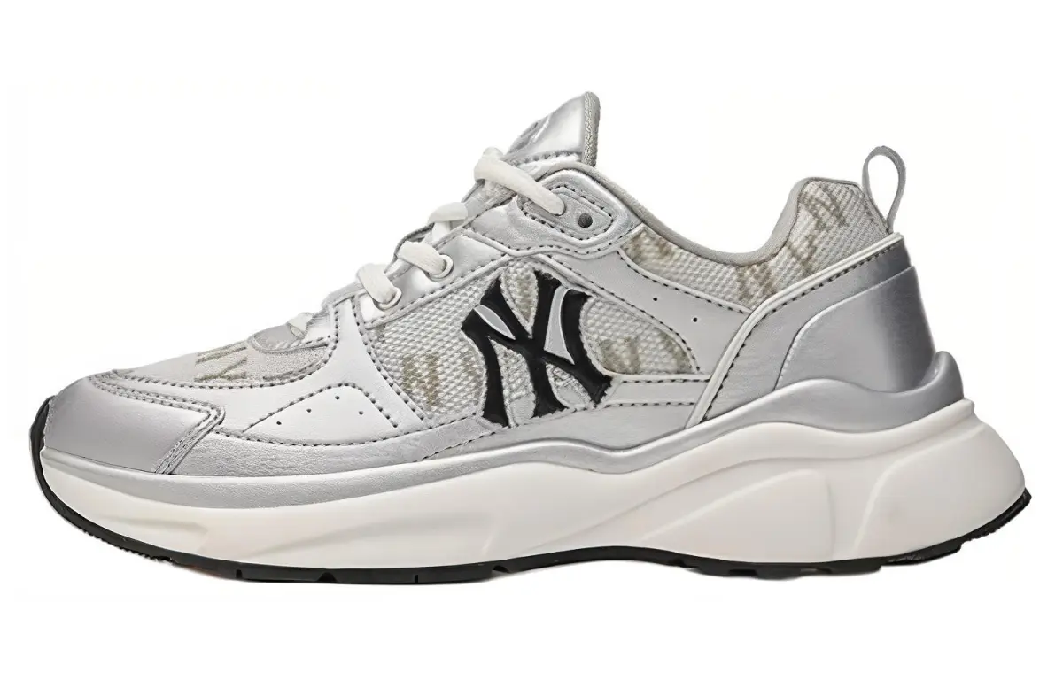 MLB Fast Ball Classic Monogram Height-Increasing Low-top Running Shoes Unisex Silver