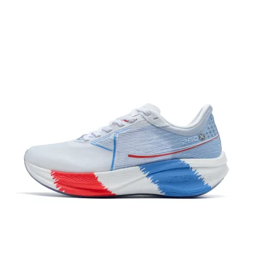 Xtep 260X 1.0 Triumph Physical Test Non-slip Wear-Resistant Breathable Rebound Low-top Carbon Plate Marathon Running Shoes Women New White Sea Sky Blue Laser Red