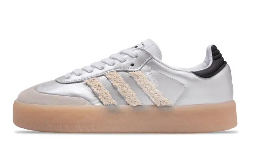 Adidas Originals SAMBAE Silver Girlish Abrasion Resistant Low top Skateboard Shoes Women's