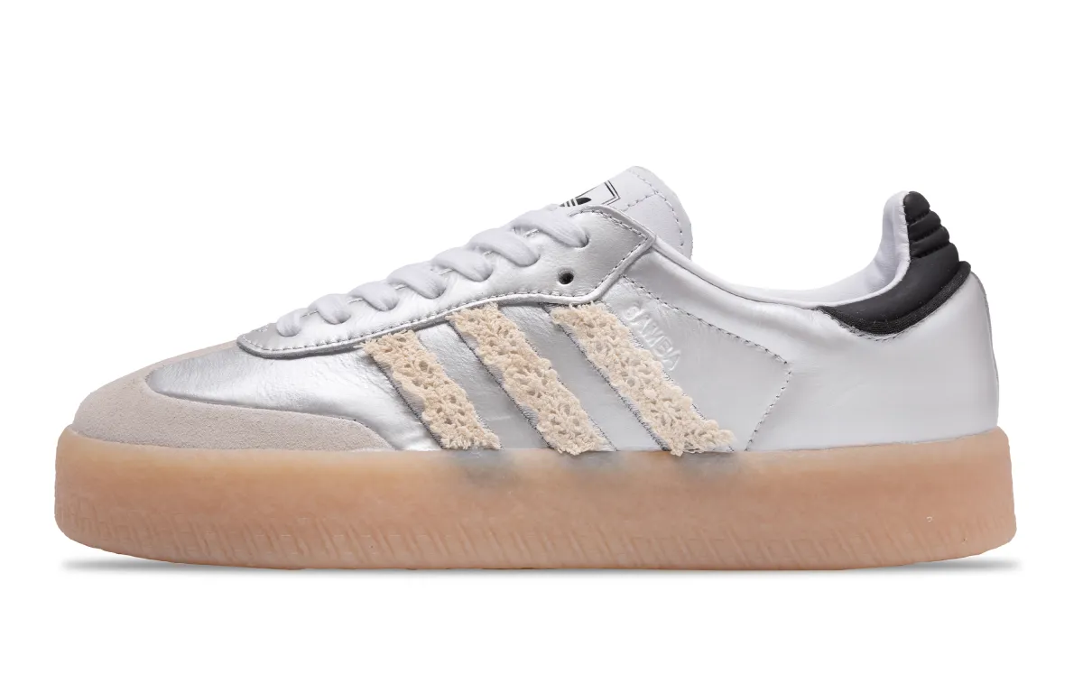 Adidas Originals SAMBAE Silver Girlish Abrasion Resistant Low top Skateboard Shoes Women's