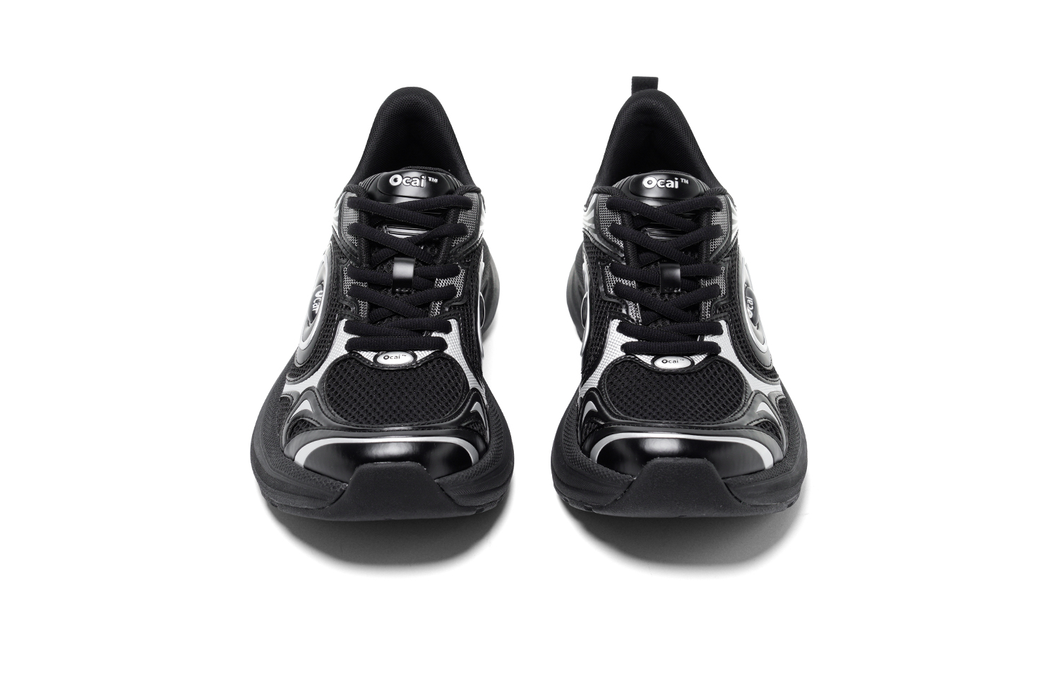 Ocai Slip Resistant Abrasion Resistant Low top Running Shoes Unisex Black Silver