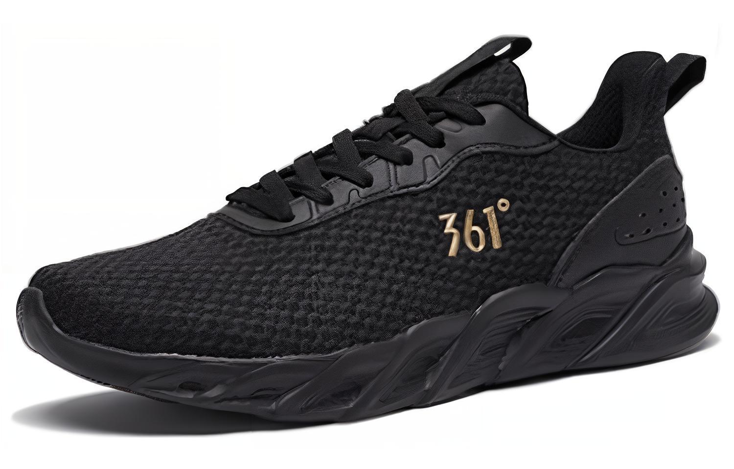 361° Cushioning Abrasion Resistant Cushioning, Wear Resistant Low top Running Shoes Men’s Obsidian Black Crown Gold