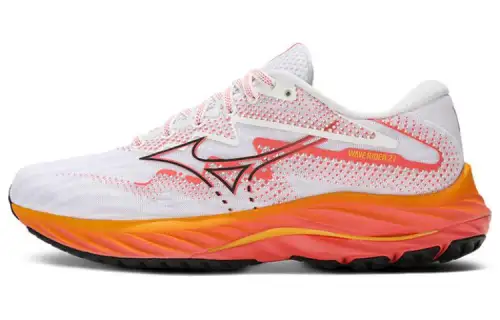 Mizuno Wave Rider 27 Abrasion Resistant Low top Running Shoes Unisex White Orange