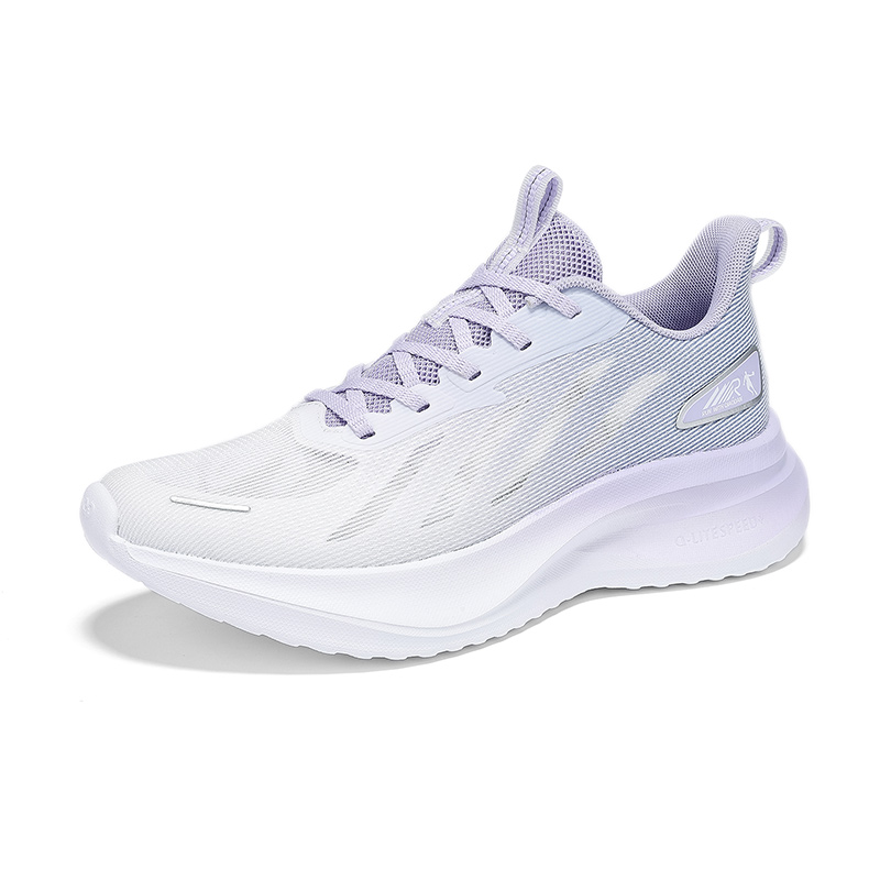 QIAODAN Slip Resistant, Abrasion Resistant, Breathable Low top Casual Running Shoes Women’s White Purple