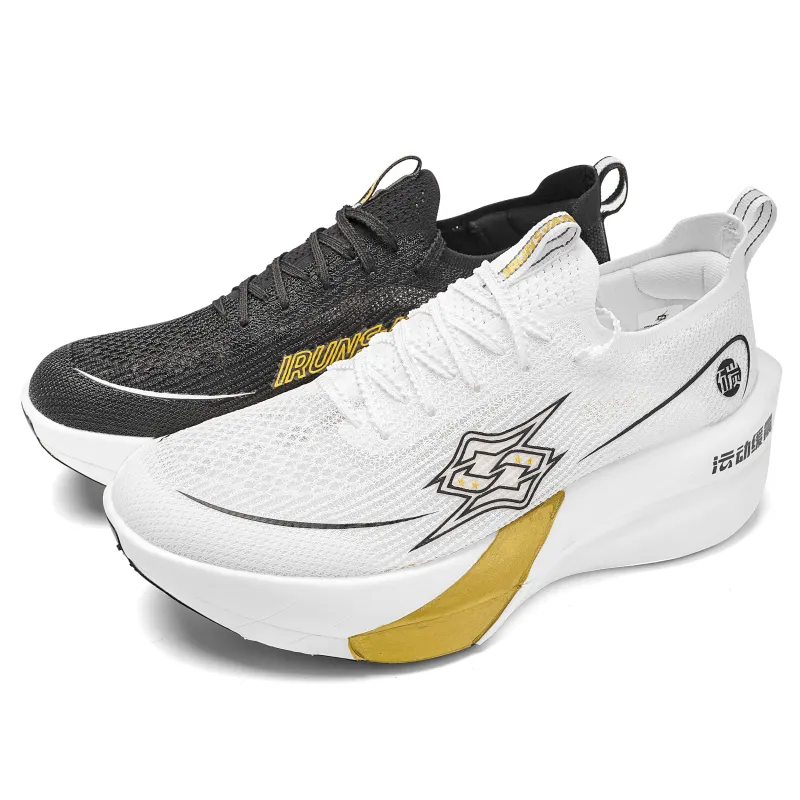 IRUNSVAN SUCPRO full-length real carbon plate, super critical, professional marathon racing, sports students, track and field physical examination training, cushioning and rebound, speed boost, low-top running shoes, same style for men and women, mandarin duck color matching - black and white reverse