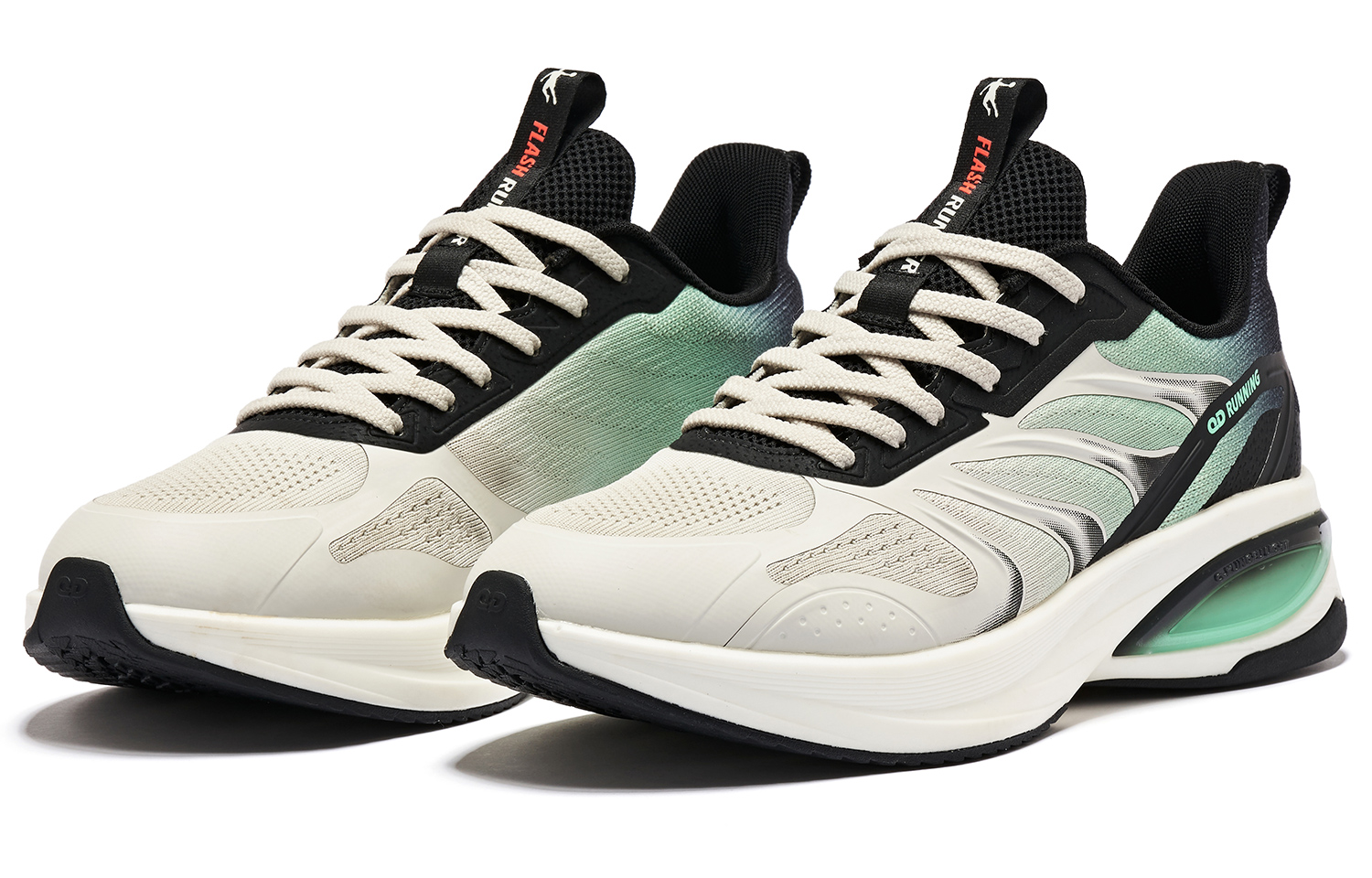 QIAODAN Abrasion Resistant Breathable Low top Running Shoes Men’s Gray Green Black