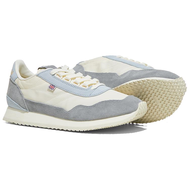 Norman Walsh Leather, Nylon Cushioning Abrasion Resistant Lightweight Low top Running Shoes Unisex Beige Gray