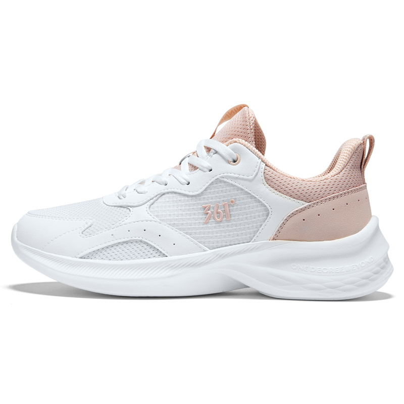 361° Cushioning Breathable Lightweight Low top Sprint Running Shoes Women’s Feather White Fresh Pink