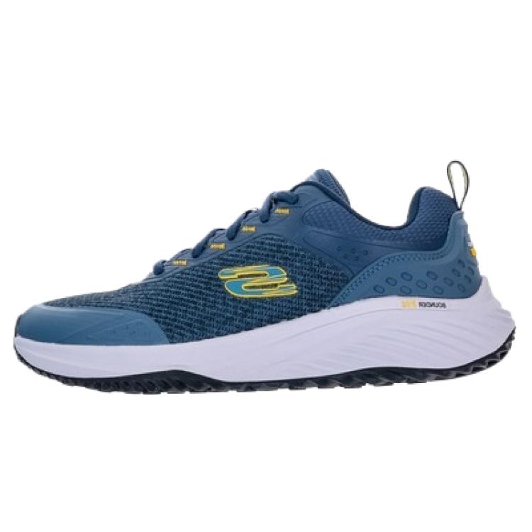 Skechers Bounder Mesh, Leather Breathable Low top Running Shoes Men's Blue Yellow