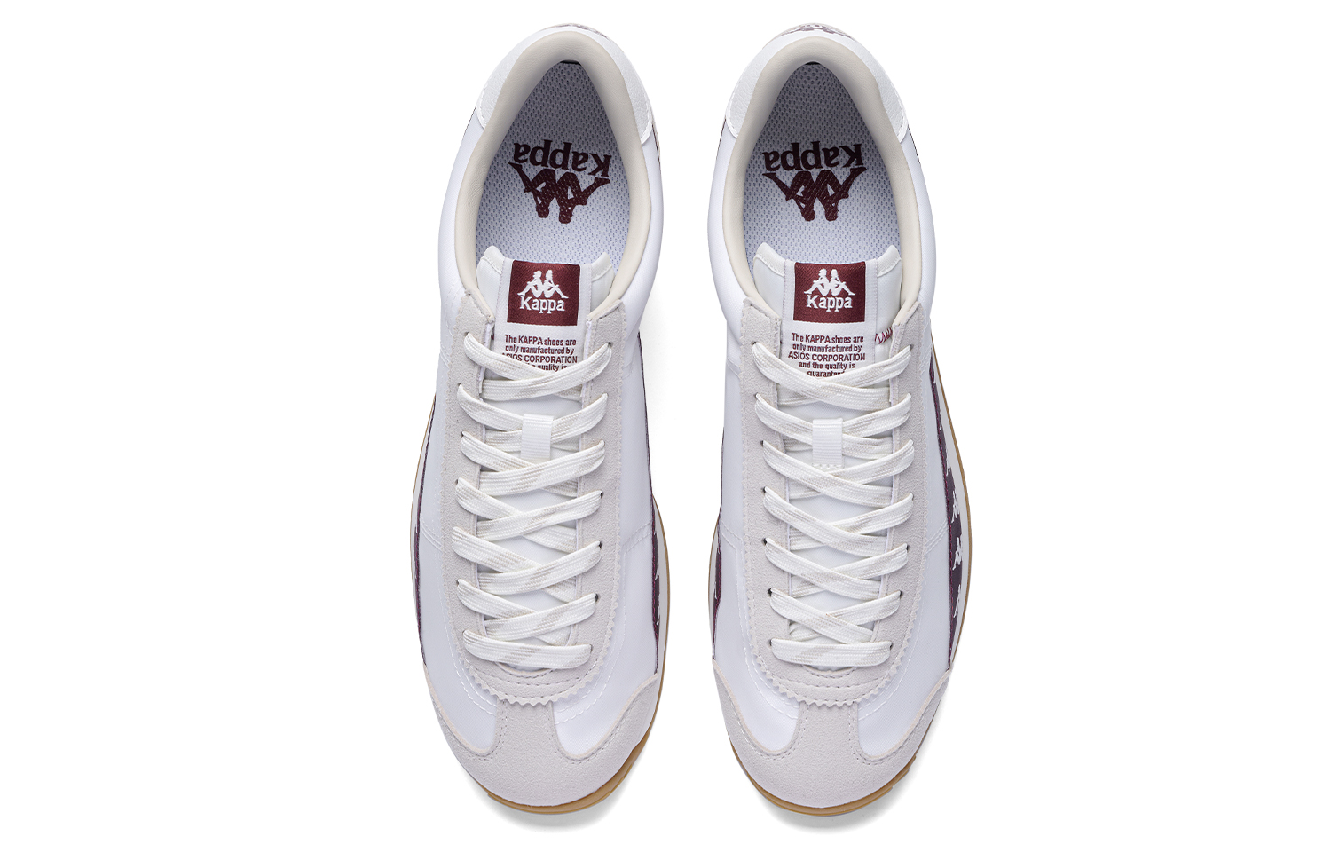 Kappa Textile, Synthetic Leather Slip Resistant Abrasion Resistant Low top Running Shoes Unisex Classic White