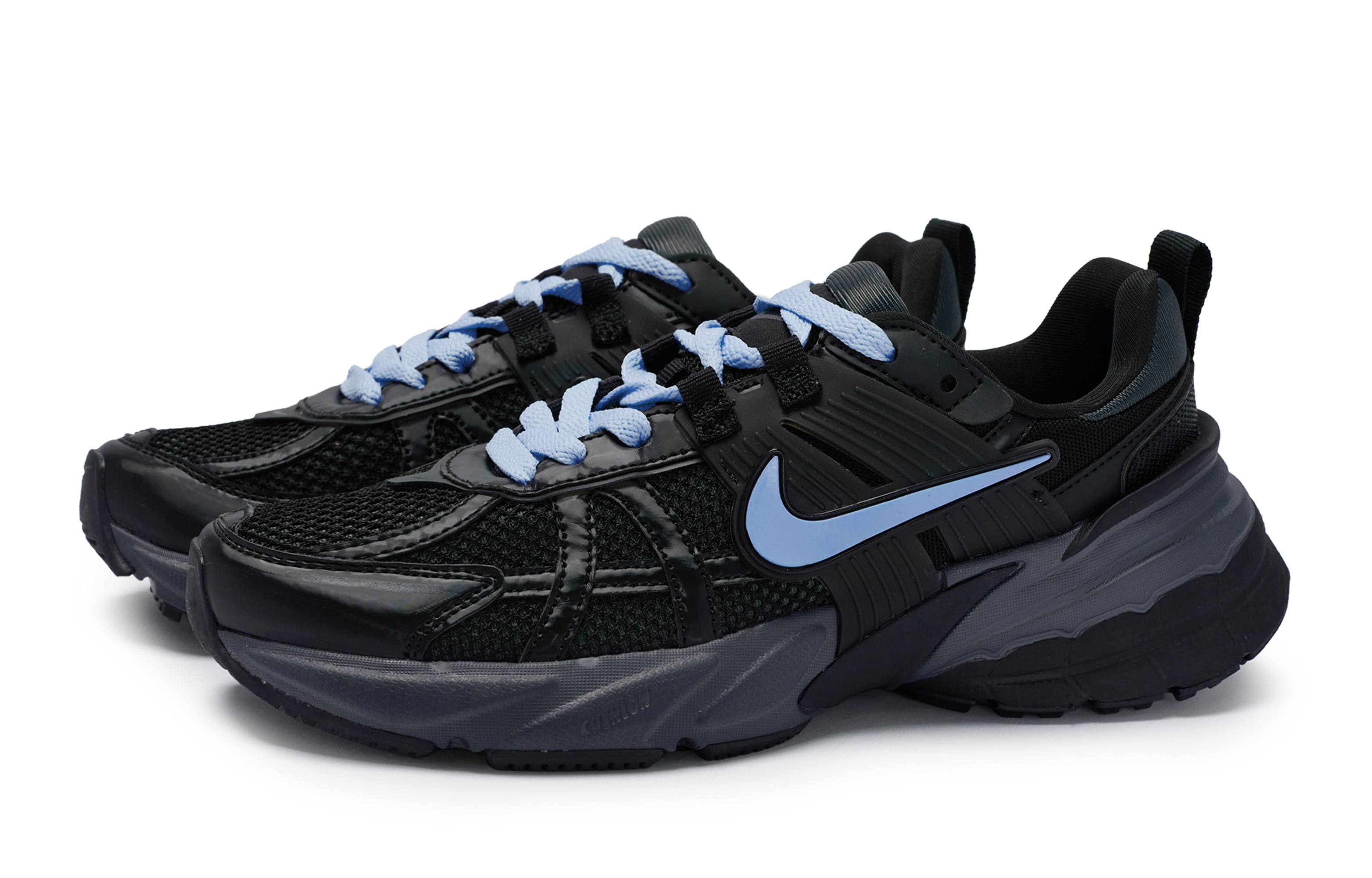 Nike V2K Run Cushioning Abrasion Resistant Cushioning, Wear Resistant Low top Running Shoes Unisex Black Blue