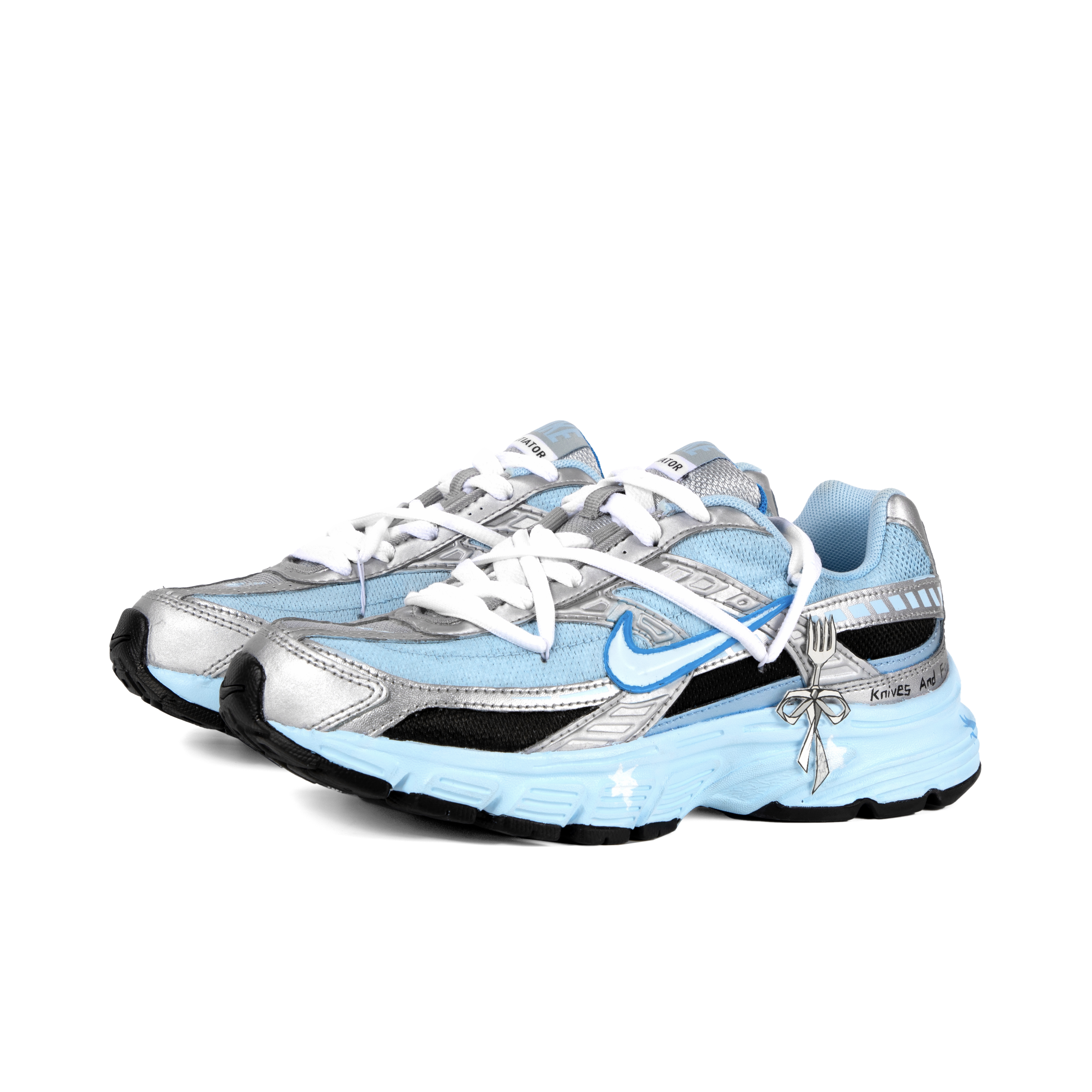 Nike Initiator Cushioning Slip Resistant Abrasion Resistant Low top Casual Running Shoes Women’s Blue Black Silver