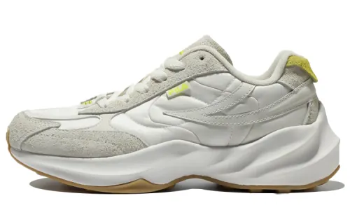 FILA Fabric Low top Running Shoes Unisex White Gray Yellow Korean Style