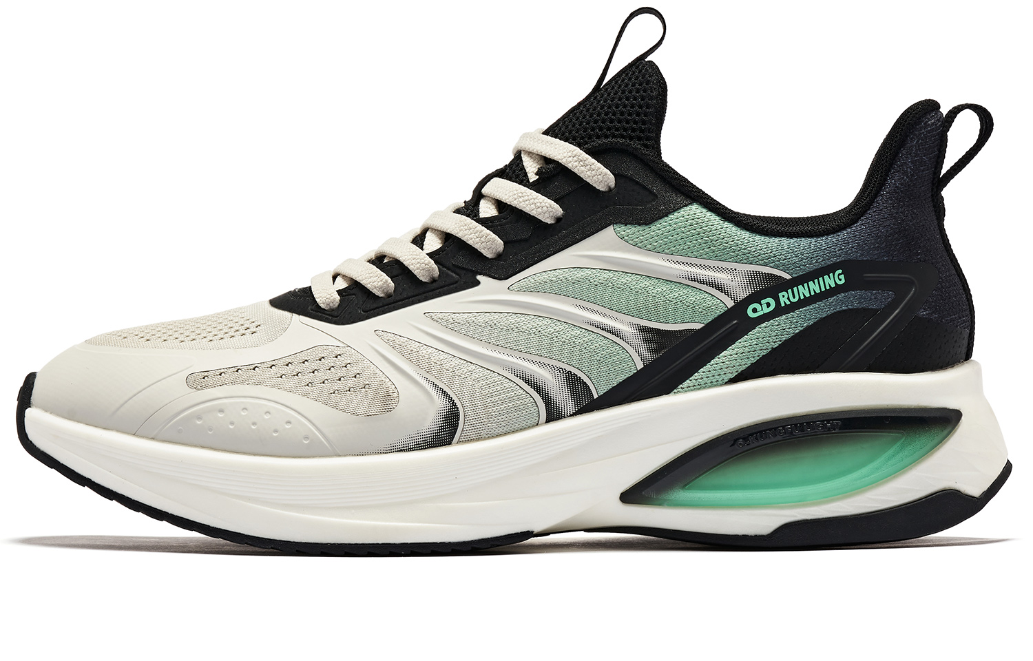 QIAODAN Abrasion Resistant Breathable Low top Running Shoes Men’s Gray Green Black
