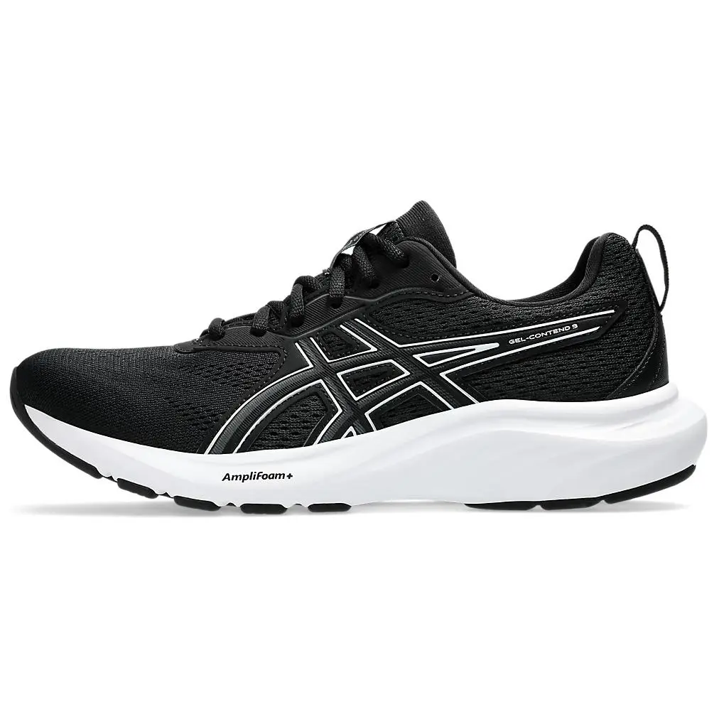 ASICS GEL CONTEND 9 Abrasion Resistant Low top Running Shoes Women's Black White Wide Fit