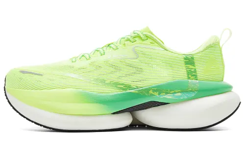 Peak Second Breath Pro, yellow or green color, carburized plate, physical foam state, marathon thick-soled racing running shoes, shock-absorbing, non-slip, wear-resistant and rebound, low-top running shoes, men's, fluorescent green