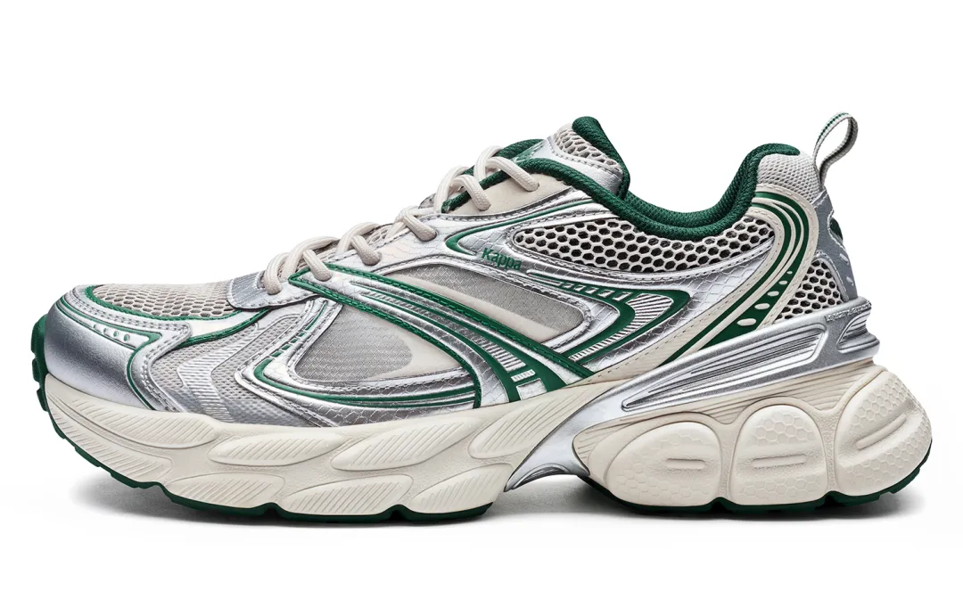 Kappa Galileo Slip Resistant And Breathable Low top Chunky Sneakers Men's Silver White Green