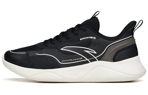 Anta Comfortable Cushioning Abrasion Resistant Lightweight Rebound Low top Running Shoes Men's Black White