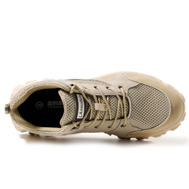 LANOUDUN Slip Resistant, Breathable, Impact Resistant Low top Outdoor Shoes Unisex Khaki