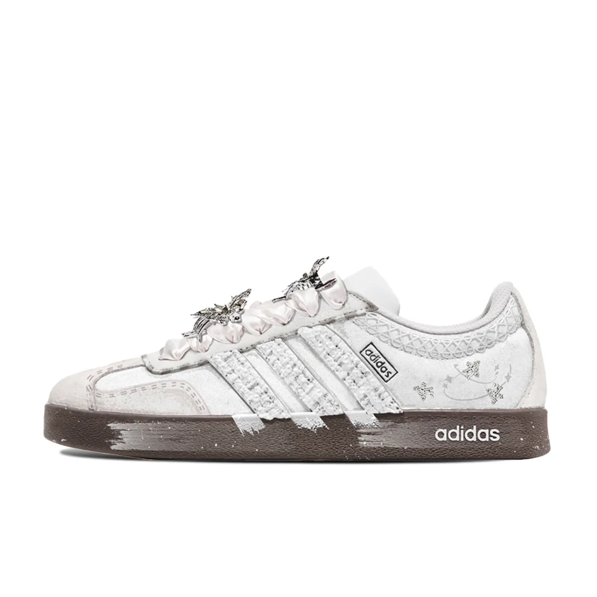 Adidas VL COURT 2.0 Little Fairy Abrasion Resistant Abrasion Resistant Low top Skateboard Shoes Unisex White Pink