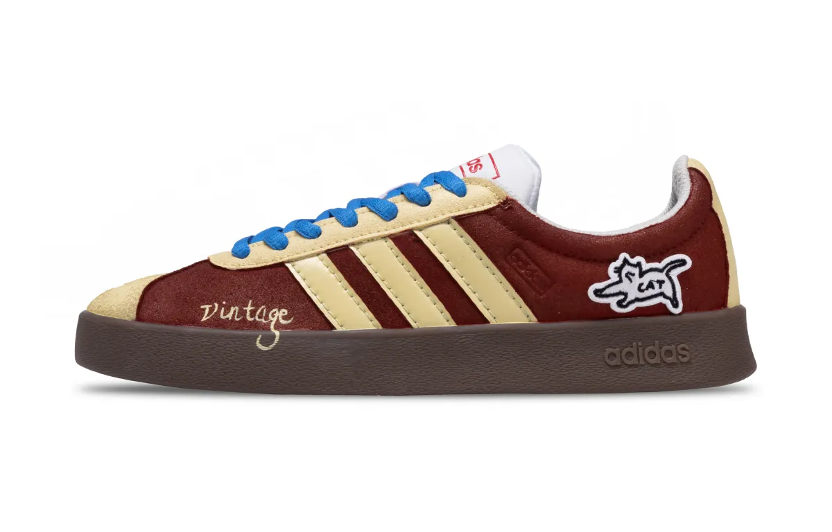 Adidas VL COURT 2.0 Kitten Inspector Leather Cushioning, Wear Resistant Low top Skateboard Shoes Unisex Dark Red