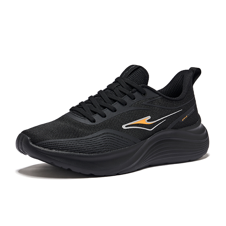 Erke Fabric Cushioning Lightweight Rebound Low top Running Shoes Men’s Jet Black