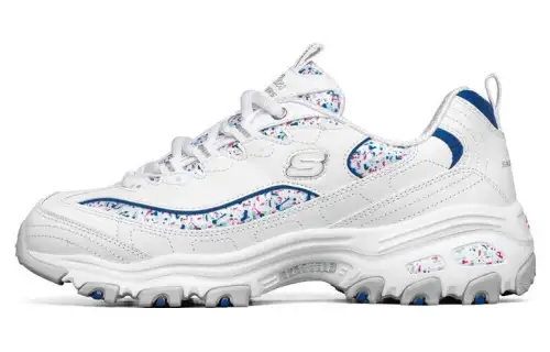 Skechers D'Lites 1.0 Cow Split Leather Low top Chunky Sneakers Women's White Pink Blue