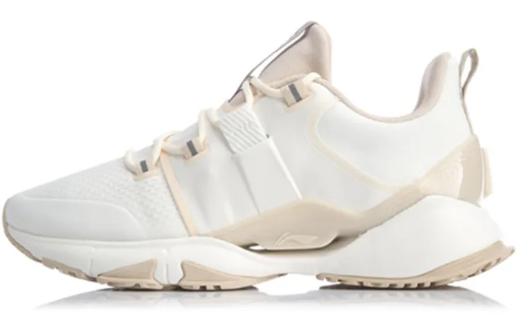 Li Ning Crazy Run X Cushioning Slip Resistant Low top Running Shoes Women's White Brown