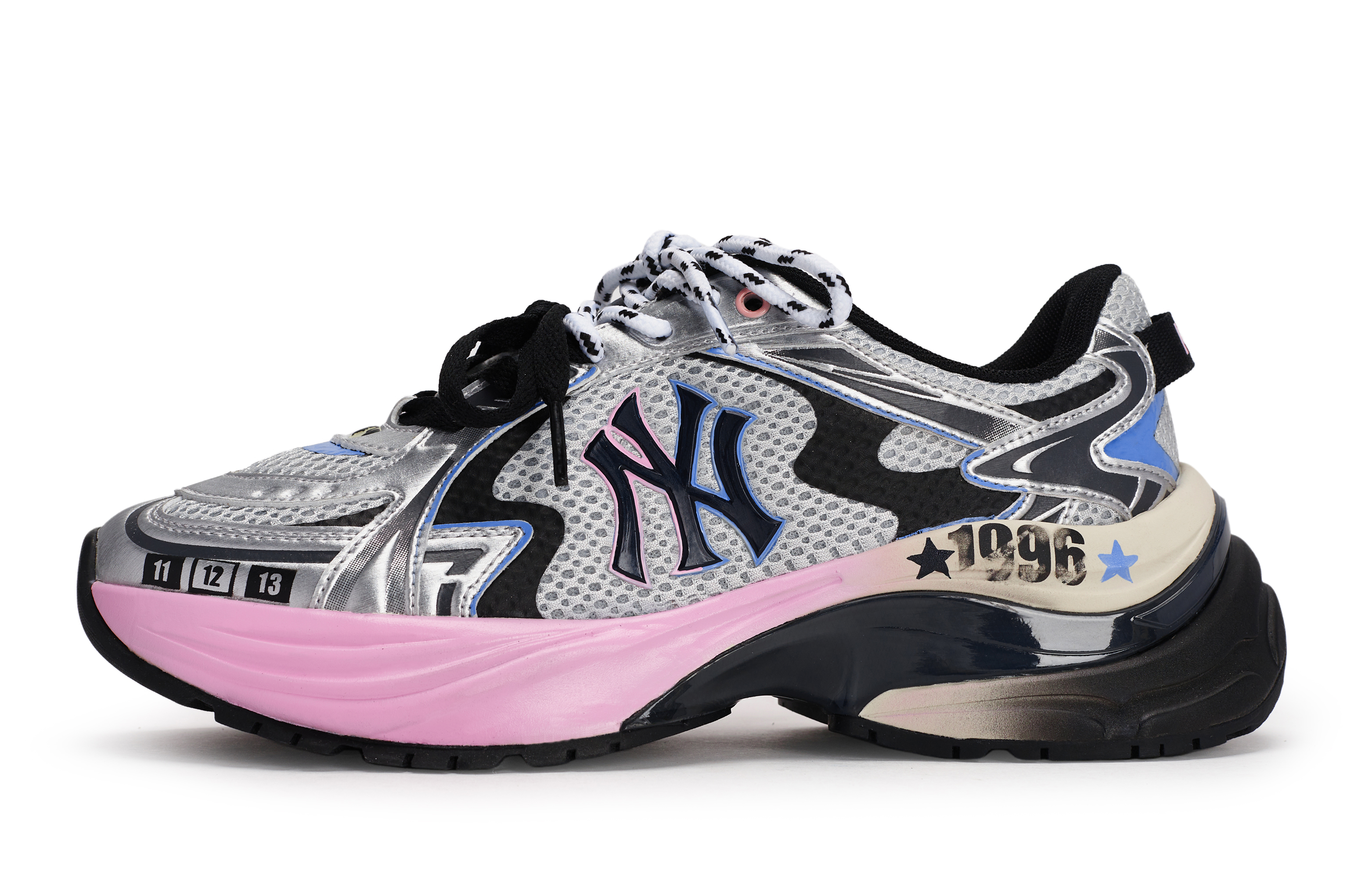 MLB New York Yankees Slip Resistant Abrasion Resistant Low top Running Shoes Unisex Silver
