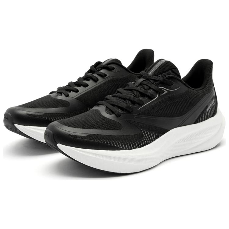 QIAODAN Abrasion Resistant Slip Resistant Cushioning Low top Sprint Running Shoes Men’s Black Gray White