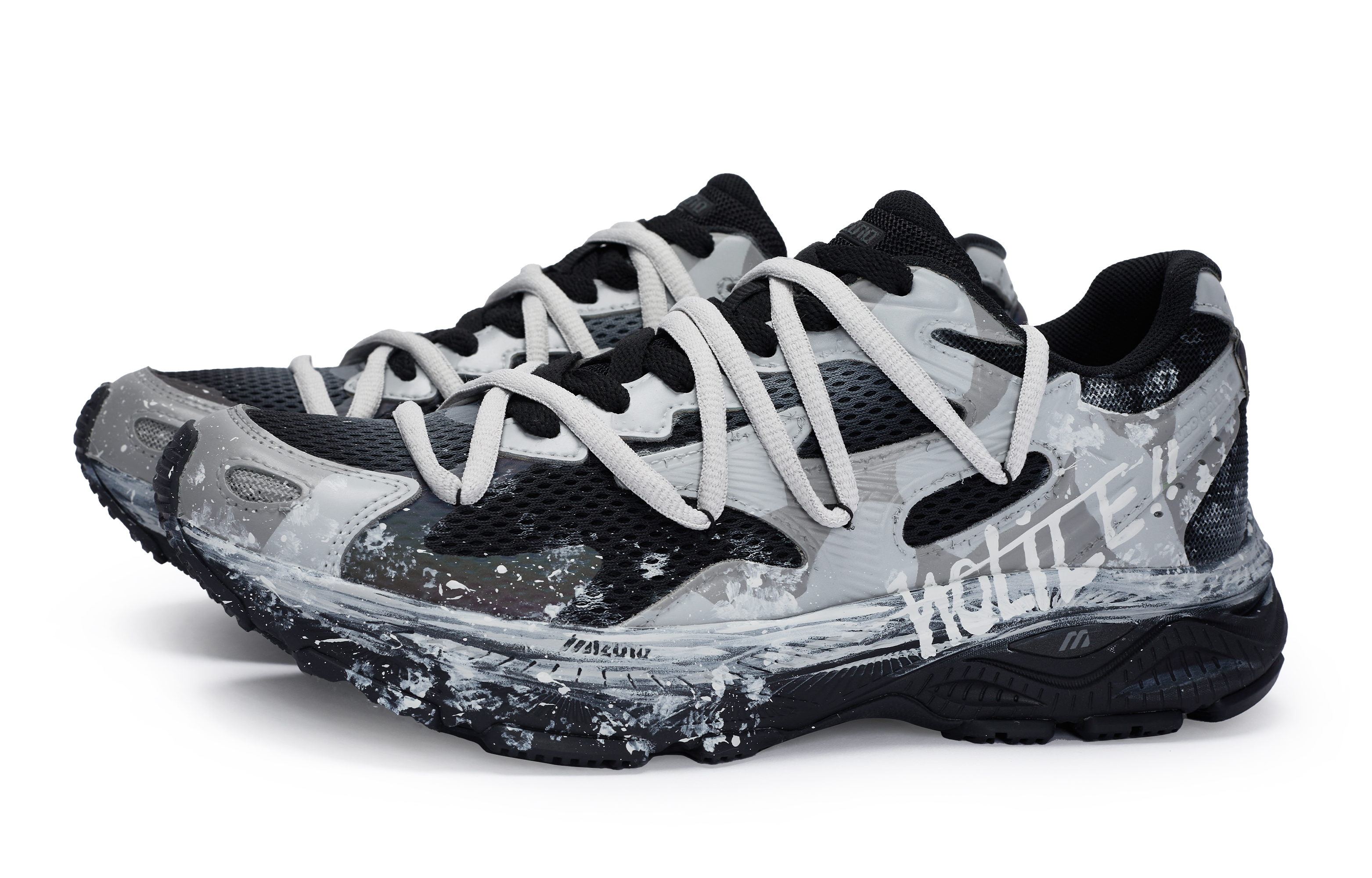 Mizuno Racer S Slip Resistant Slip Resistant Low top Casual Running Shoes Unisex Gray Camouflage