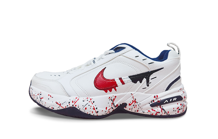 Nike Air Monarch 4 Textile, Leather Cushioning Low top Chunky Sneakers Unisex White Red Black