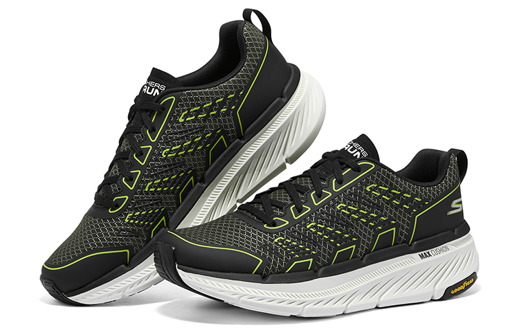Skechers Max Cushioning Comfortable Low top Running Shoes Men’s Olive Black