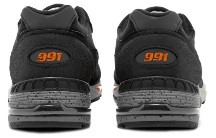 Мужские кроссовки New Balance 991 (черно-оранжевые) — фото 4