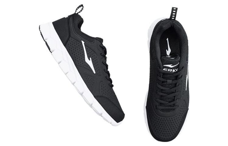 Erke Textile, Synthetic Leather Slip Resistant Abrasion Resistant Low top Casual Running Shoes Men’s Black White