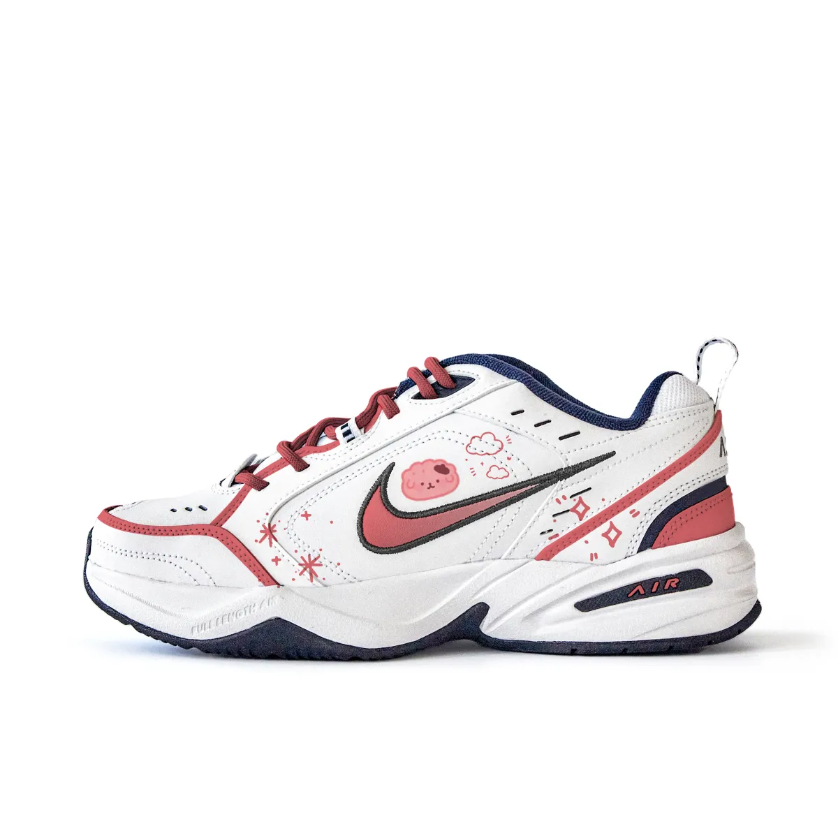 Nike Air Monarch 4 Light Filtering Oil Paintings Slip Resistant Abrasion Resistant Low top Chunky Sneakers Unisex White