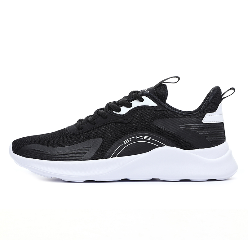 Erke Cushioning, Wear Resistant Low top Running Shoes Men’s Jet Black True White