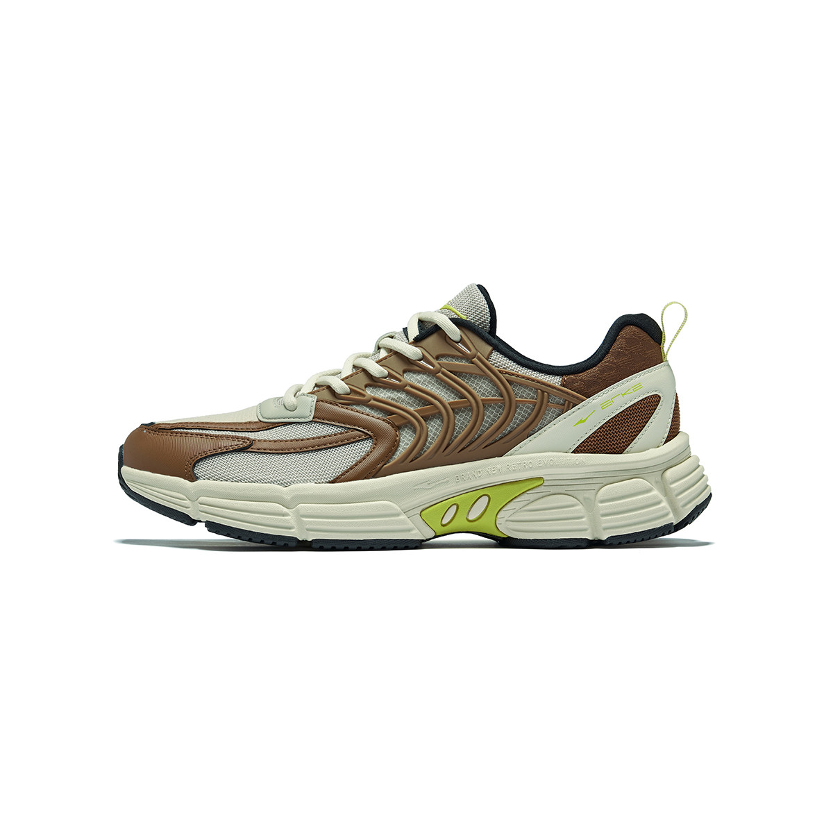 Erke Fishbone Slip Resistant Abrasion Resistant Low top Running Shoes Men’s Brown Green