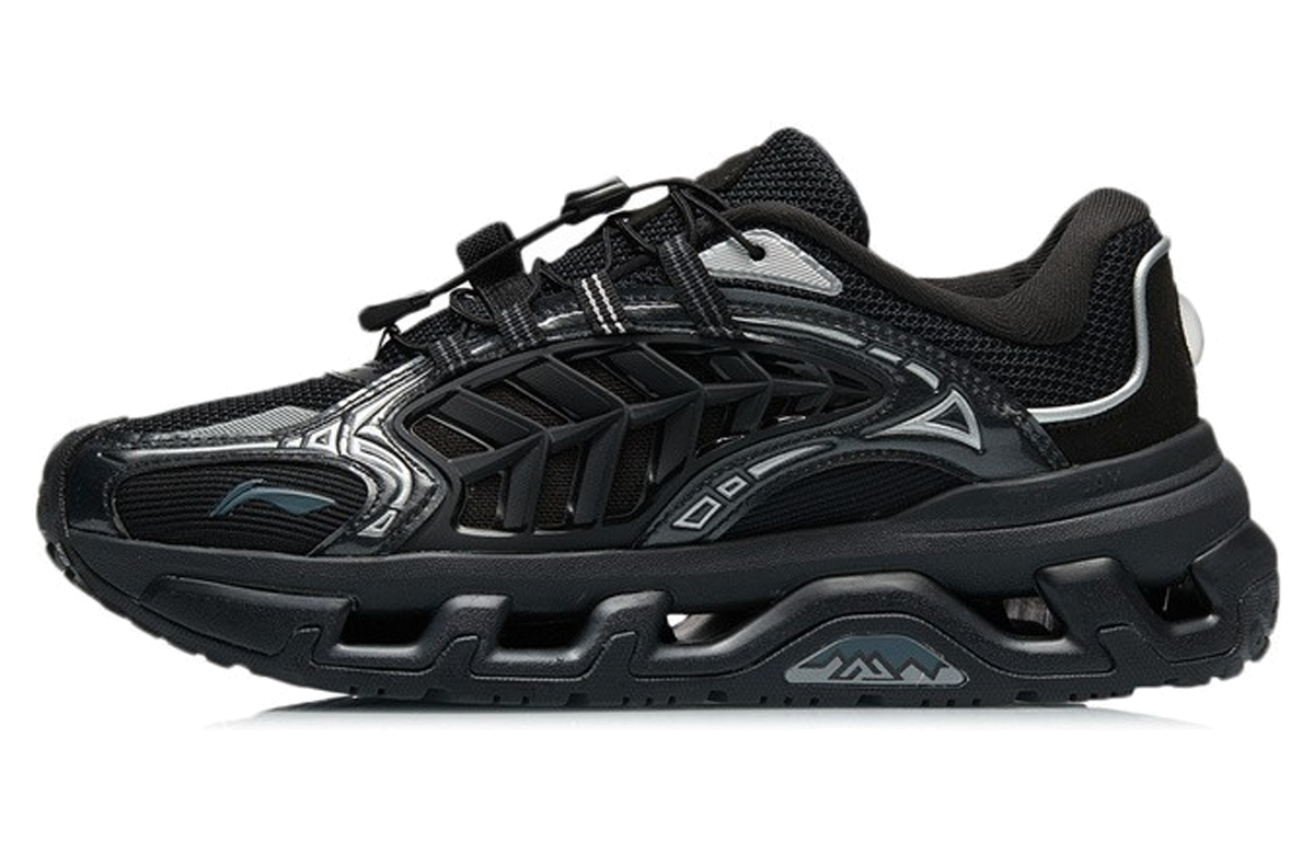 Li Ning Mountain Color Reflective Abrasion Resistant Breathable Low top Running Shoes Women’s Black
