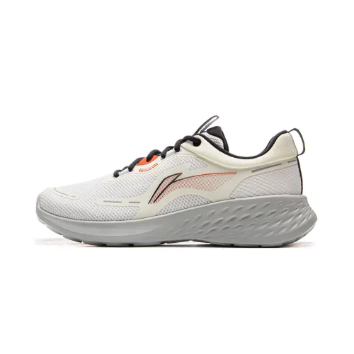 Li Ning Slip Resistant Abrasion Resistant Low top Casual Running Shoes Men's Mist White