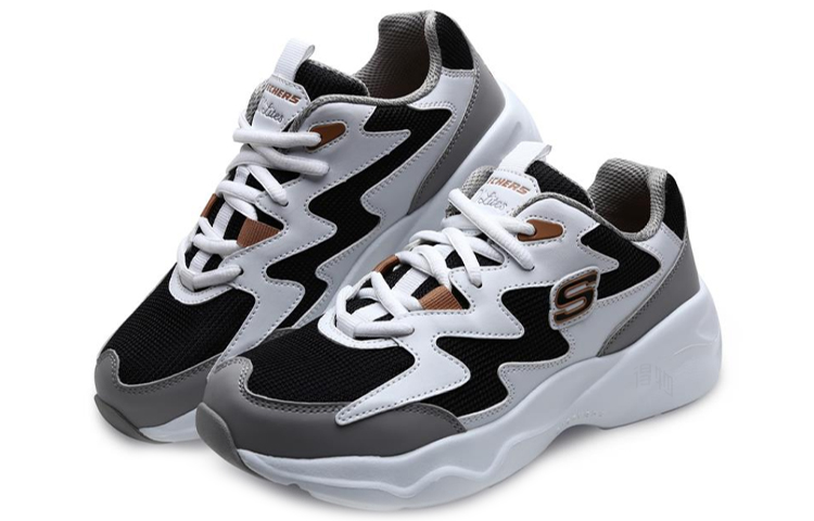 Женские кроссовки Skechers D'LITES AIRY (черно-бело-серый) — Чёрныйбелыйсерый — фото 3