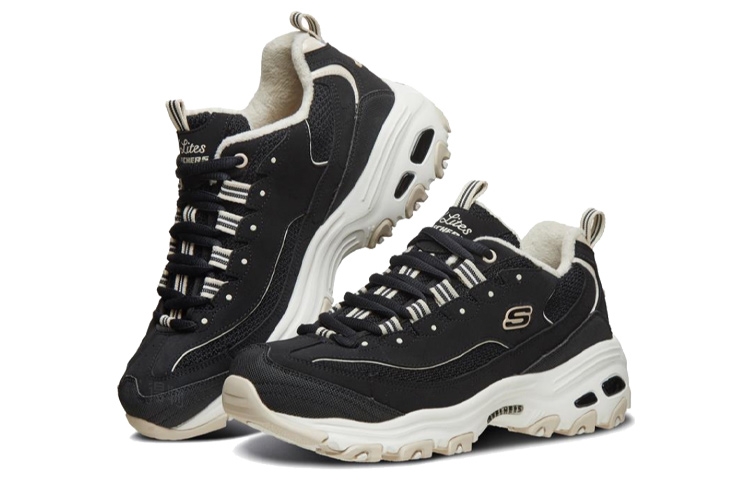 Женские кроссовки Skechers D'Lites 1.0 (черно-серые) — фото 3