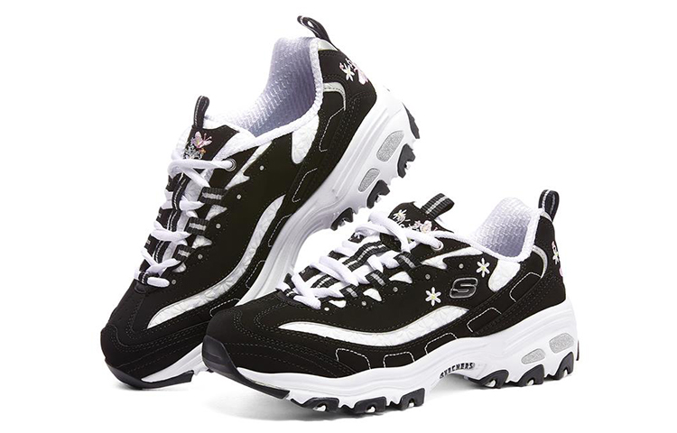 Женские кроссовки Skechers D'Lites 1.0 (черный / белый / серебристый) — Чёрный / белый / серебристый — фото 3