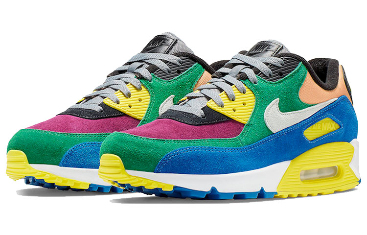 Кроссовки Nike Air Max 90 (розово-зелено-синие) — Розовыйзелёныйсиний — фото 3