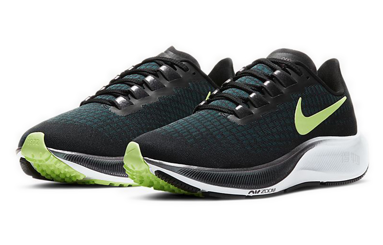 Женские кроссовки Nike Pegasus 37 Zoom (черно-зеленые) — Чёрныйзелёный — фото 3