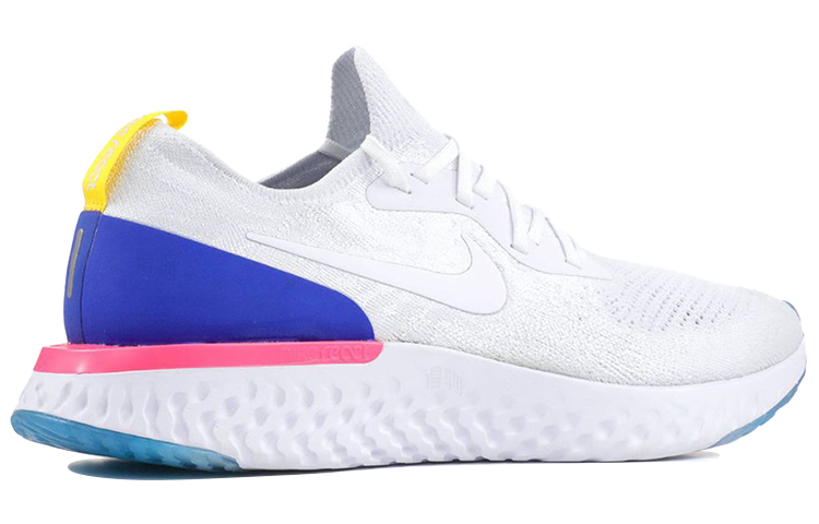 Мужские кроссовки Nike Epic React Flyknit 1 (бело-сине-красные) — Белый / синий / красный — фото 3