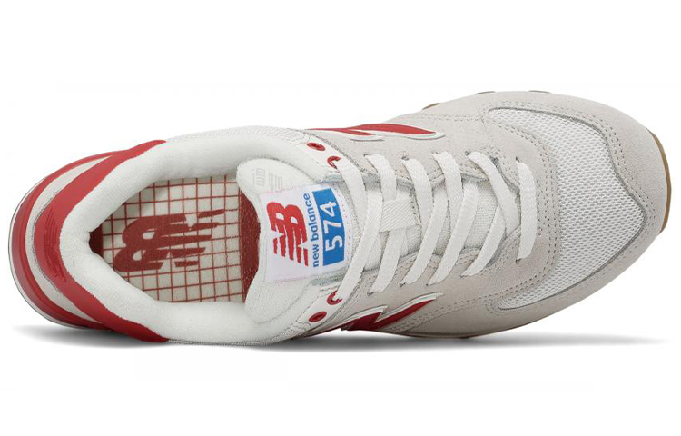 Женские кроссовки New Balance 574 (серый / красный) — фото 4