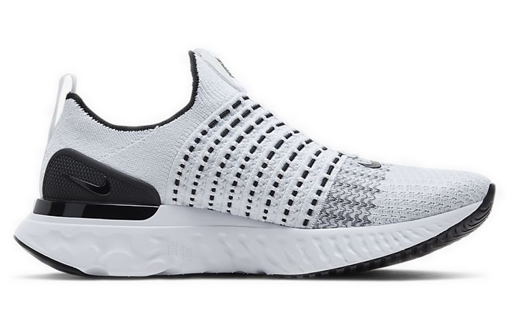 Мужские кроссовки Nike React Phantom Run Flyknit 2 (белого-черный) — Белыйчёрный — фото 2